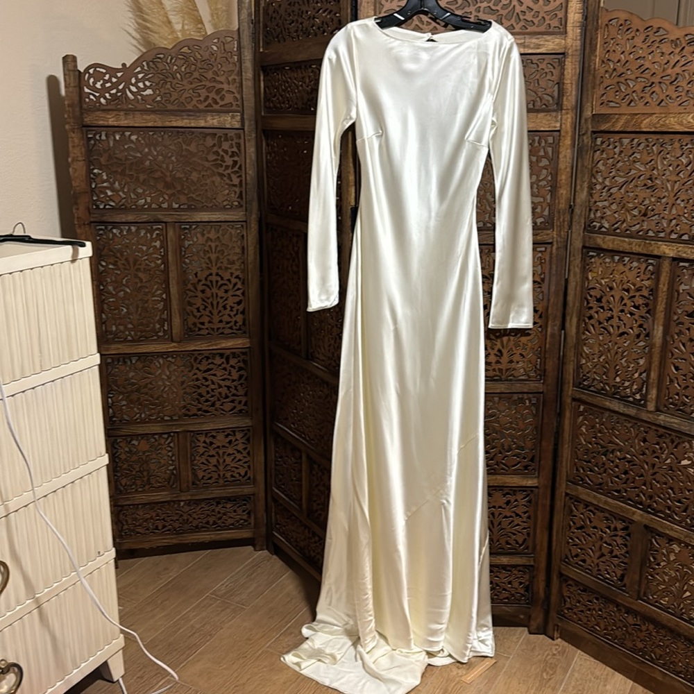 NWT NEW reformation ADWEN white ivory silk maxi wedding dress gown - Picture 5 of 6